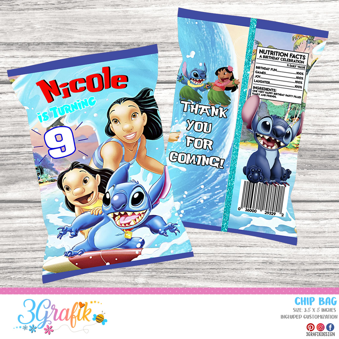 ▷ Lilo & Stitch Chip Bags, Lilo & Stitch party