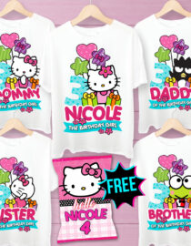 Editable Hello Kitty Birthday Family Iron-On Transfers