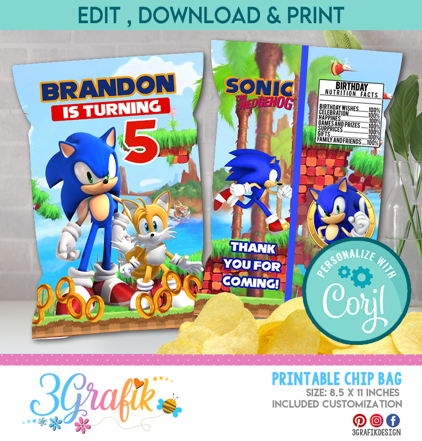 Sonic Centerpieces, Sonic Party Supplies, Sonic Party Decorations, Sonic  the Hedgehog, Sonic Birthday, Sonic Birthday Party, Sonic Treat Box 