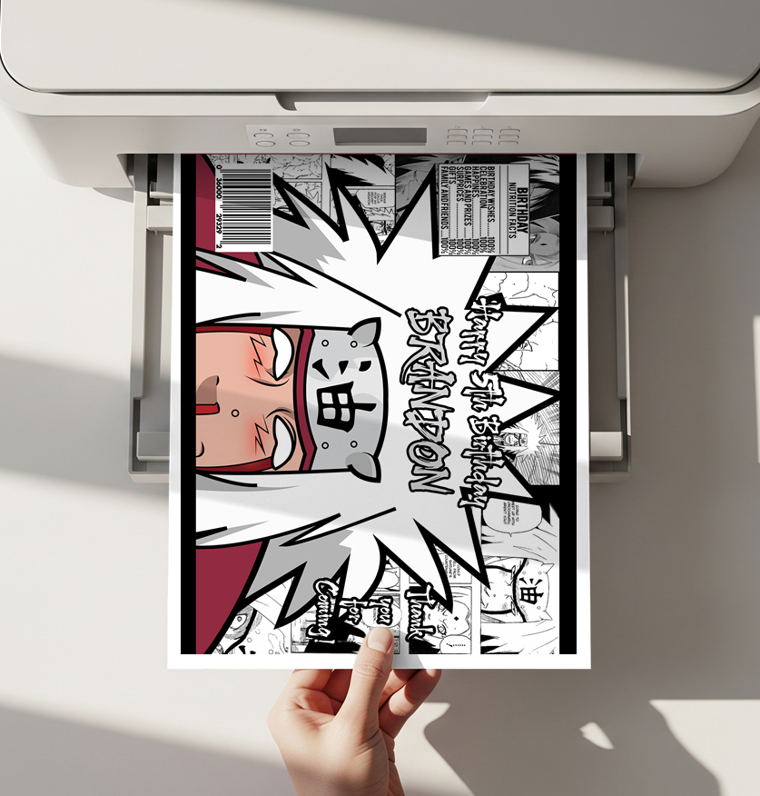 Jiraiya Naruto Chip Bag Template | Editable Anime Birthday Party Favor | Printable Ninja Treat Bag - Image 2