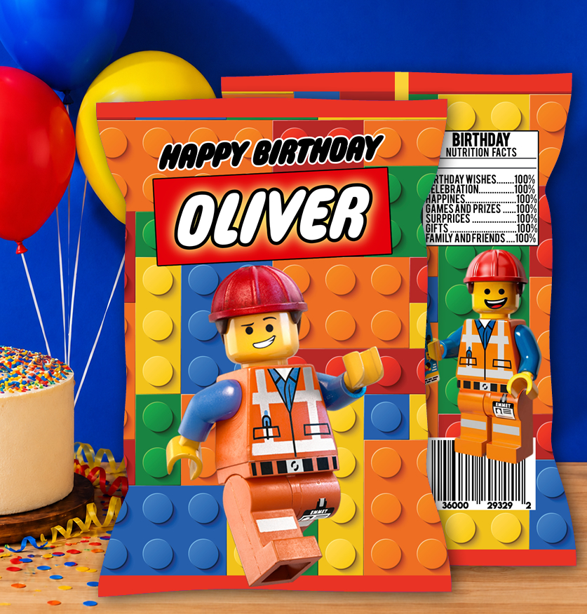 Lego Chip Bag Printable Template | Editable Birthday Party Favor | Instant Download