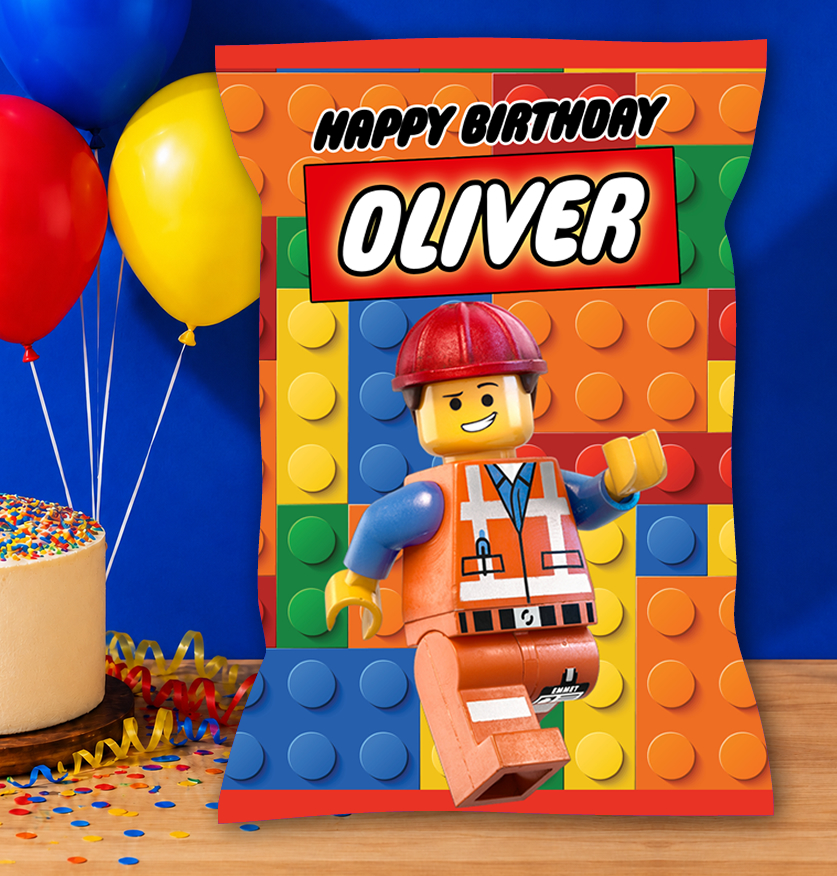 Lego Chip Bag Printable Template | Editable Birthday Party Favor | Instant Download