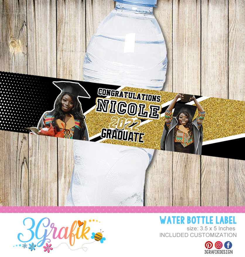 Plain Orange Graduation Water Bottle Labels – iCustomLabel