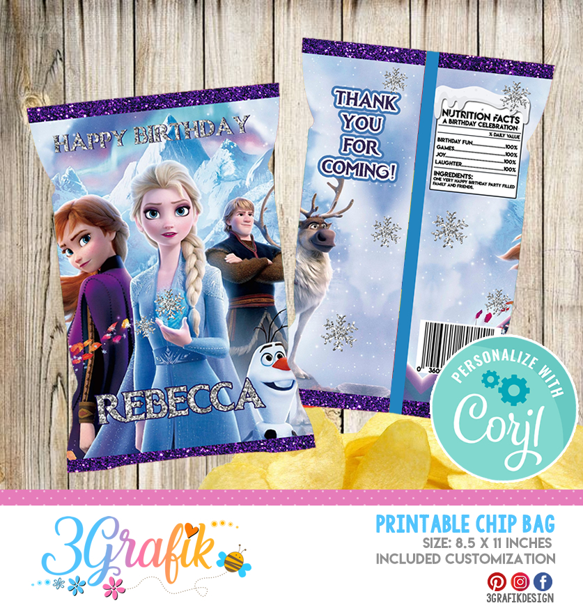 12 ANNA ELSA FROZEN BIRTHDAY PARTY Chip Snack Bag Labels Personalized Party  Supplies Greeting Cards  Party Supply Home  Garden