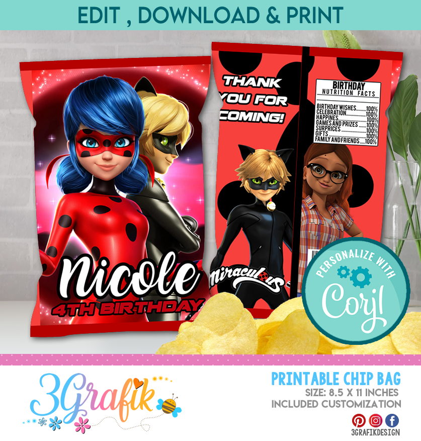 ▷ Miraculous ladybug cake topper printable