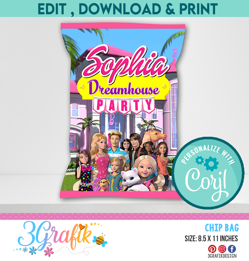 Editable Barbie Chip Bag