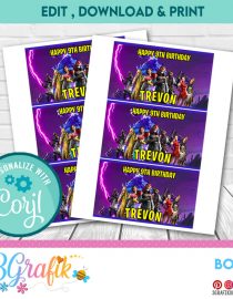 ▷ Fortnite Box label | Fortnite Birthday party | Fortnite Decoration
