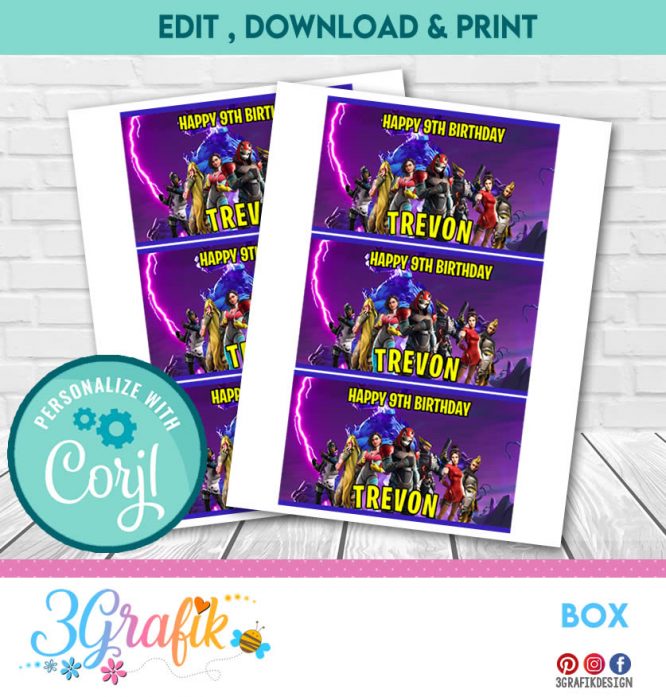 Fortnite Box label printable