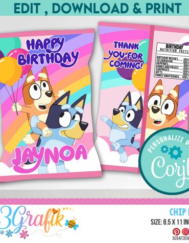 Bluey Girl Chip Bag printable