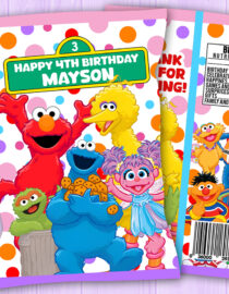 Editable Sesame Street Chip Bag Template | Sesame Street Birthday Party Favor Bag Printable | Elmo & Cookie Monster Treat Bag