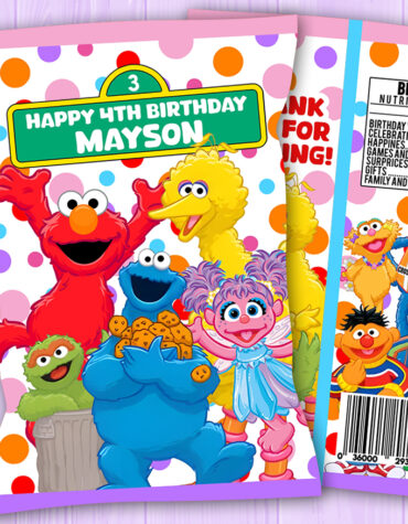 Editable Sesame Street Chip Bag Template | Sesame Street Birthday Party Favor Bag Printable | Elmo & Cookie Monster Treat Bag