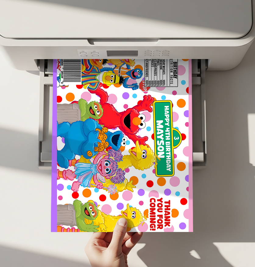 Editable Sesame Street Chip Bag Template