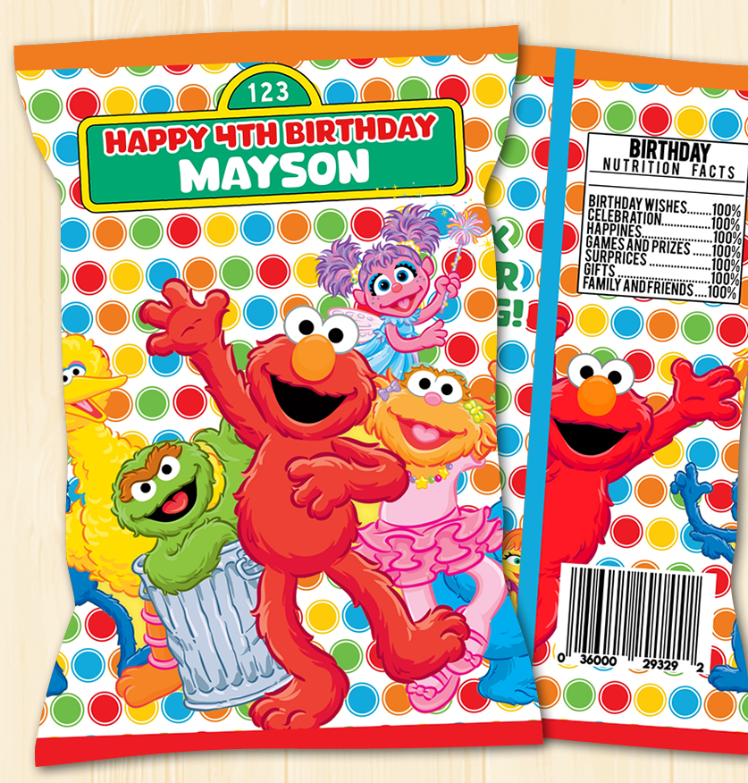 Editable Sesame Street Chip Bag Template