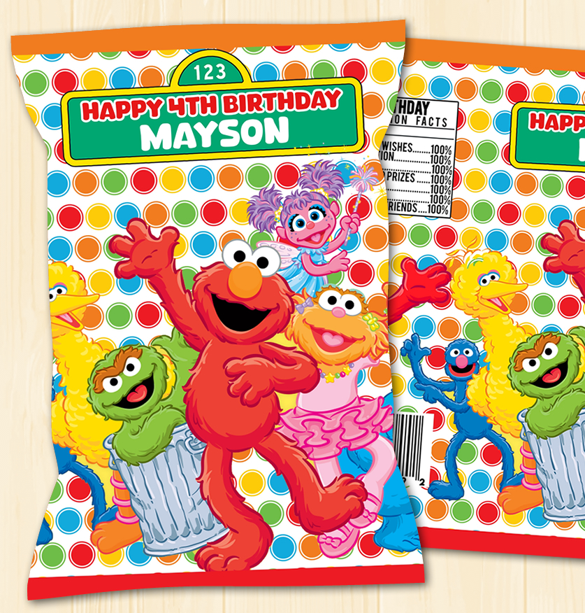 Editable Sesame Street Chip Bag Template