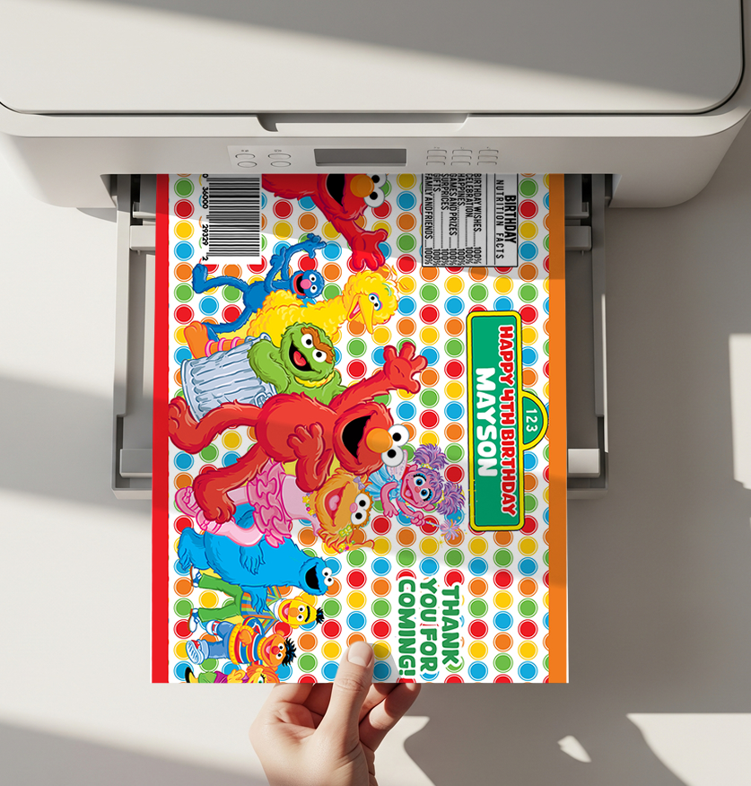 Editable Sesame Street Chip Bag Template