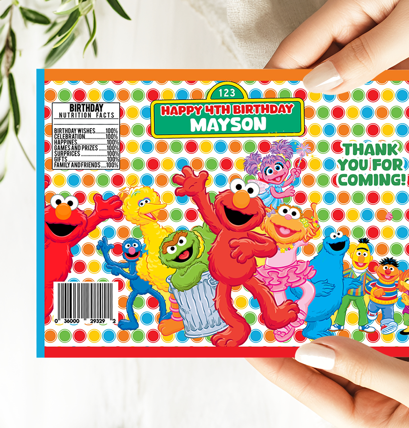 Editable Sesame Street Chip Bag Template