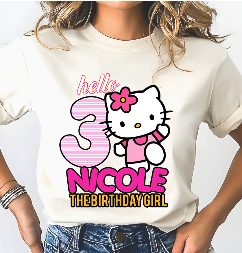 Editable Hello Kitty Birthday Iron-On Transfer