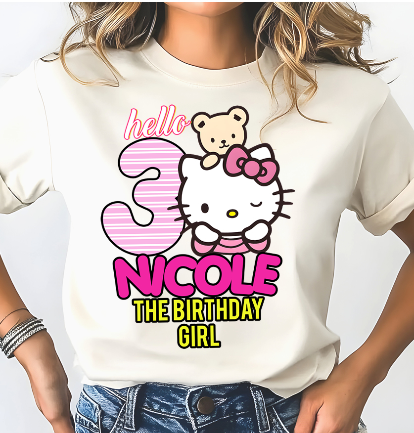 Editable Hello Kitty Birthday Iron-On Transfer