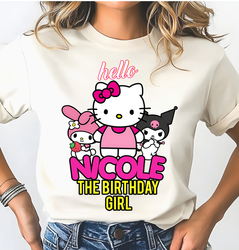 Editable Hello Kitty Birthday Iron-On Transfer