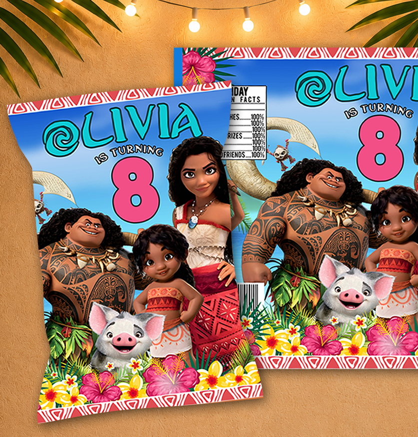 Editable Moana Chip Bag