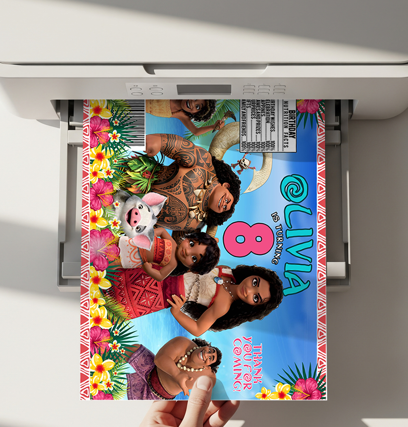 Editable Moana Chip Bag