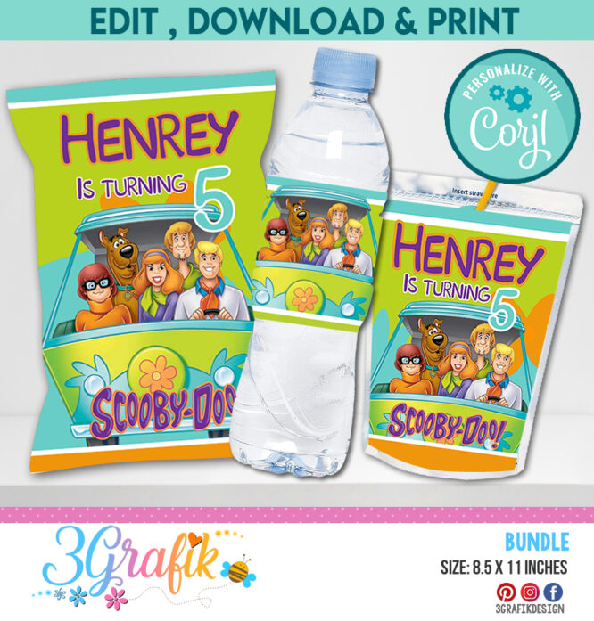 Scooby Doo Bundle - Chip Bag - Caprisun - Water Labels