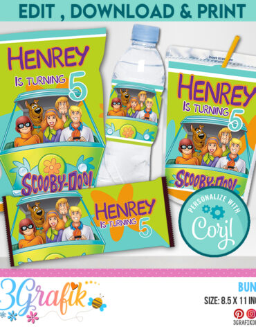 Scooby Doo Bundle - Chip Bag - Caprisun - Water Labels - Candy Wrapper