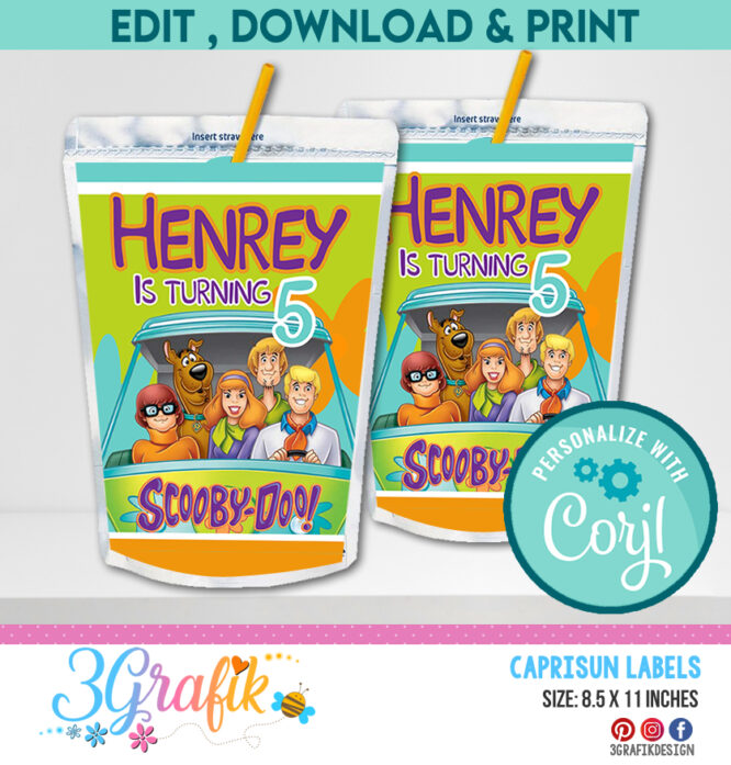 Scooby Doo Bundle - Chip Bag - Caprisun - Water Labels