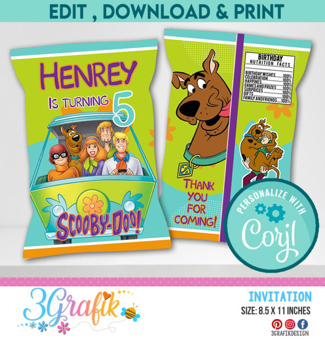Scooby Doo Bundle - Chip Bag - Caprisun - Water Labels