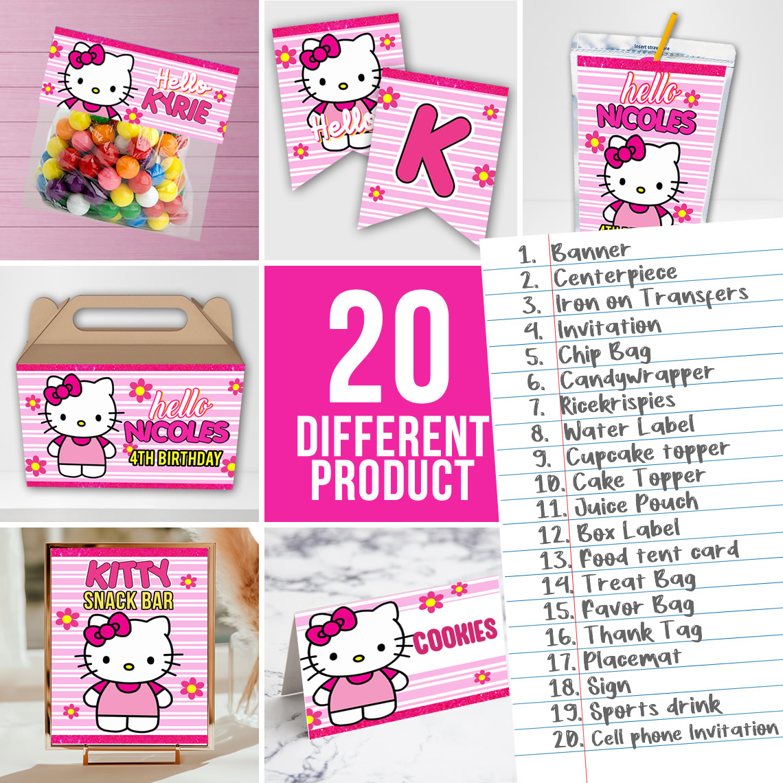 Hello Kitty Editable Party Bundle