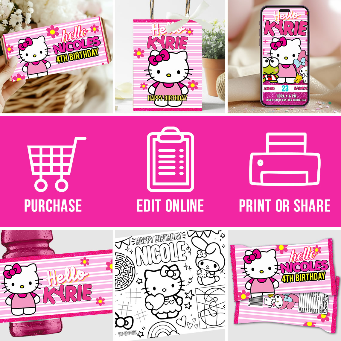 Hello Kitty Editable Party Bundle