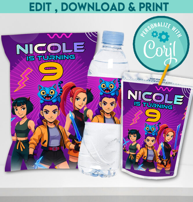 Kpop Demon Hunters bundle - Kpop Chip bag, Kpop caprisun, Kpop water label