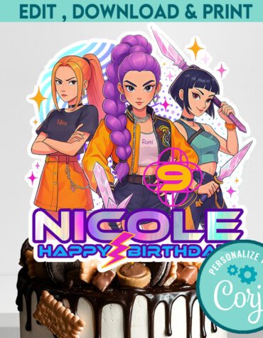 Kpop Demon Hunters Cake Topper digital