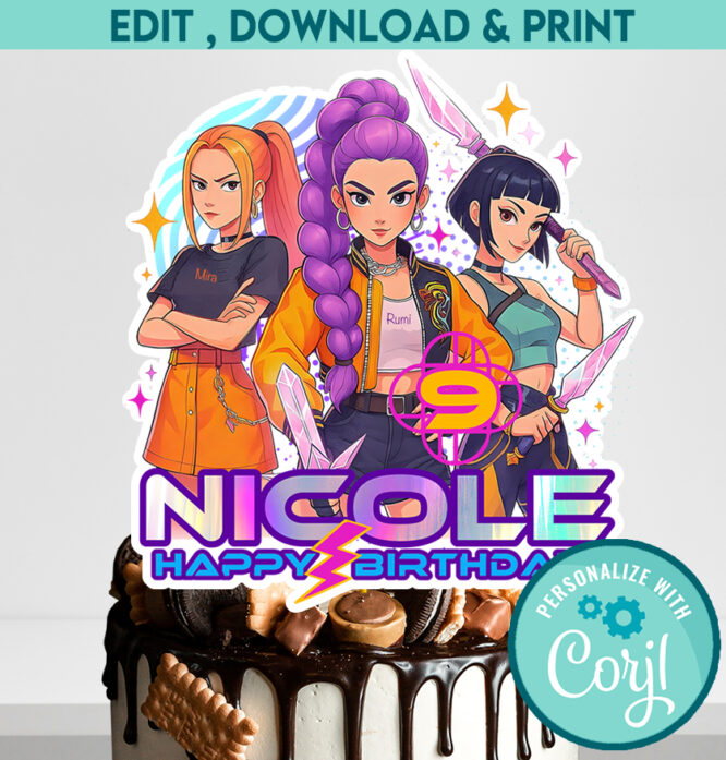Kpop Demon Hunters Cake Topper digital