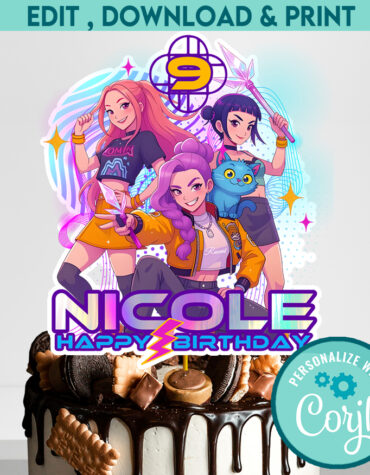 Kpop Demon Hunters Cake Topper printable