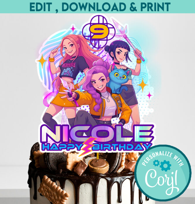 Kpop Demon Hunters Cake Topper printable