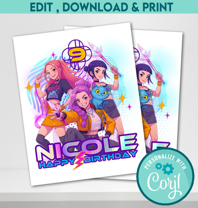 Kpop Demon Hunters Cake Topper printable