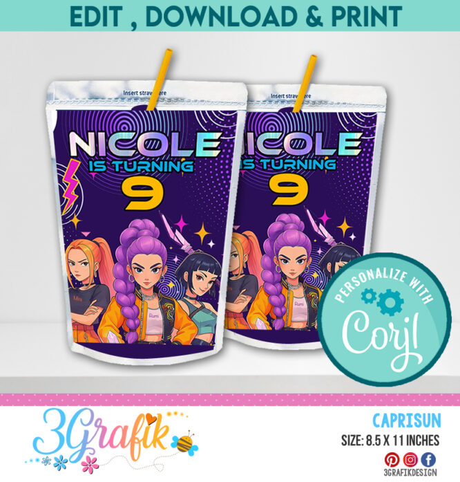 Kpop Demon Hunters Caprisun printable