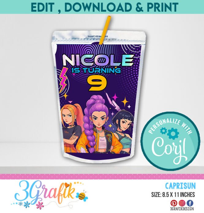Kpop Demon Hunters Caprisun printable