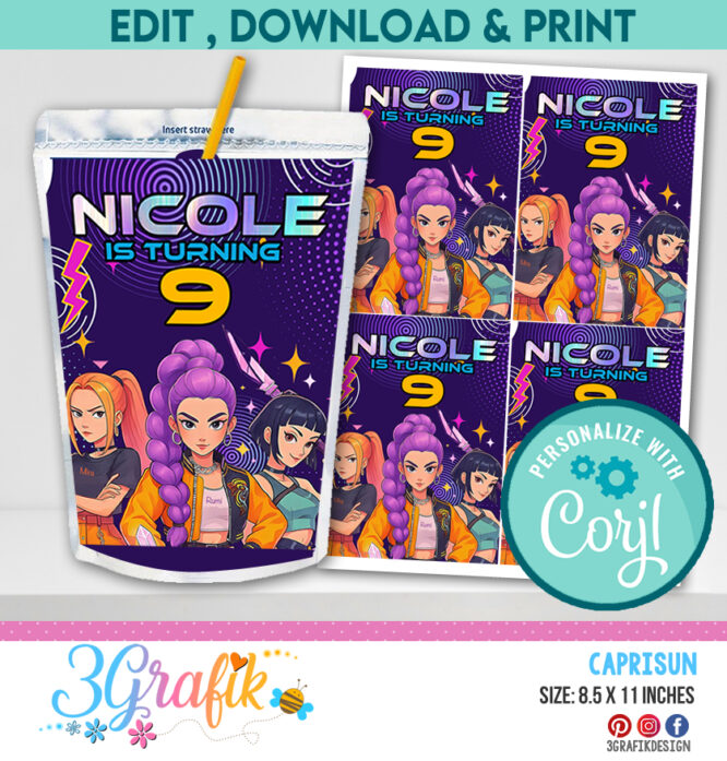 Kpop Demon Hunters Caprisun printable