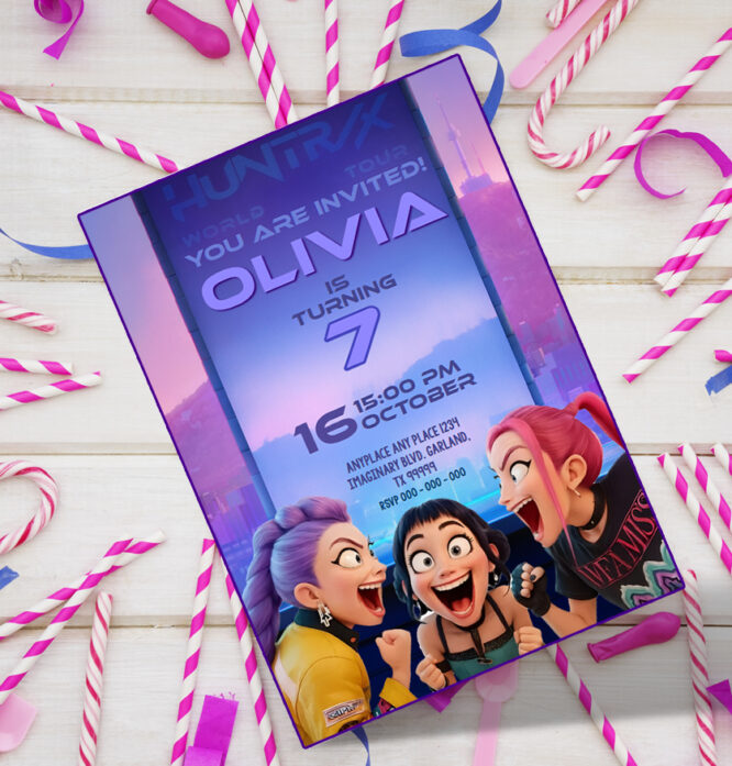 Kpop Demon Hunters Printable Invitation | Digital Download Birthday Party Invite - Image 2