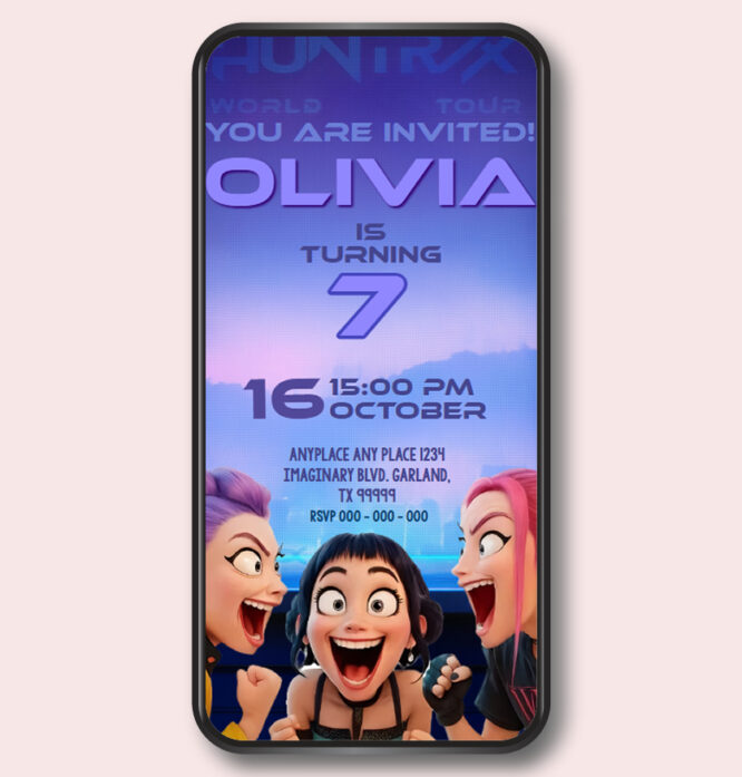 Kpop Demon Hunters Printable Invitation | Digital Download Birthday Party Invite - Image 3