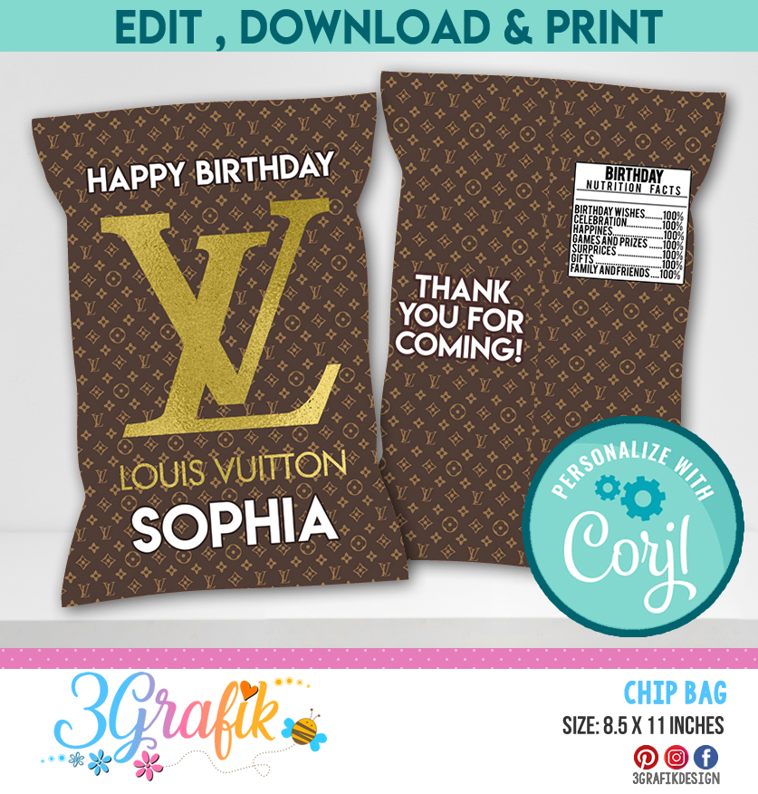 Editable Louis Vuitton-Inspired Chip Bag