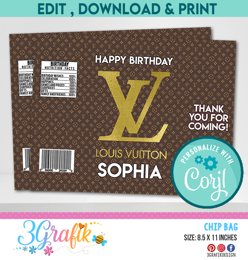Editable Louis Vuitton-Inspired Chip Bag