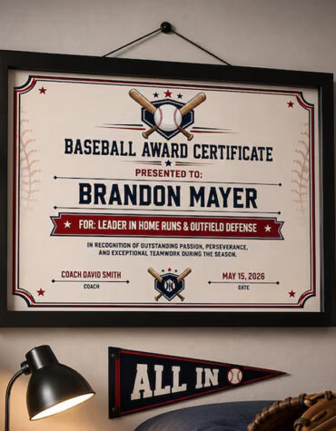 Baseball Certificate Printable