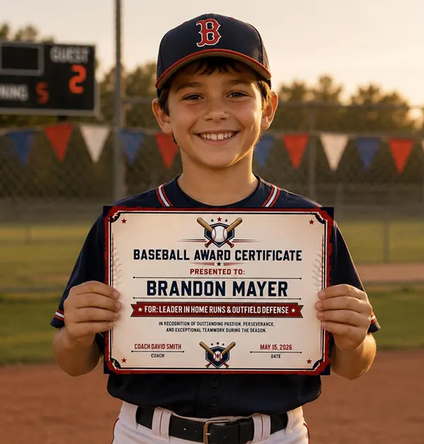Baseball Certificate Printable