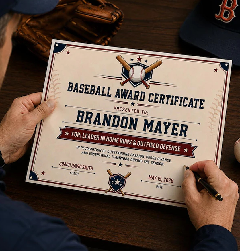 Baseball Certificate Printable