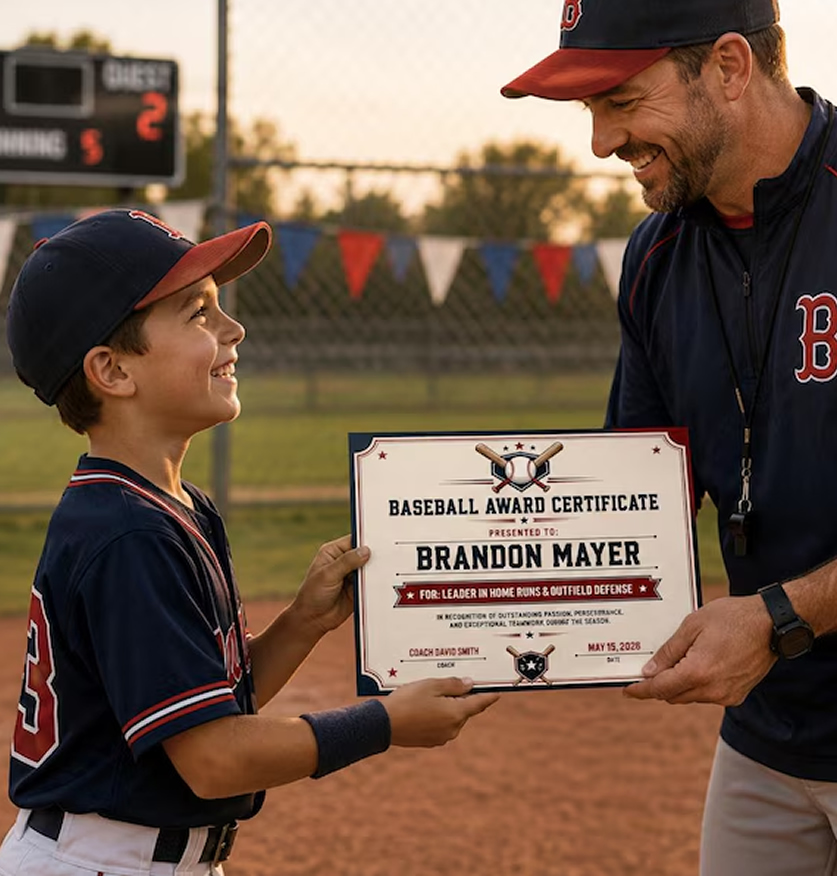 Baseball Certificate Printable