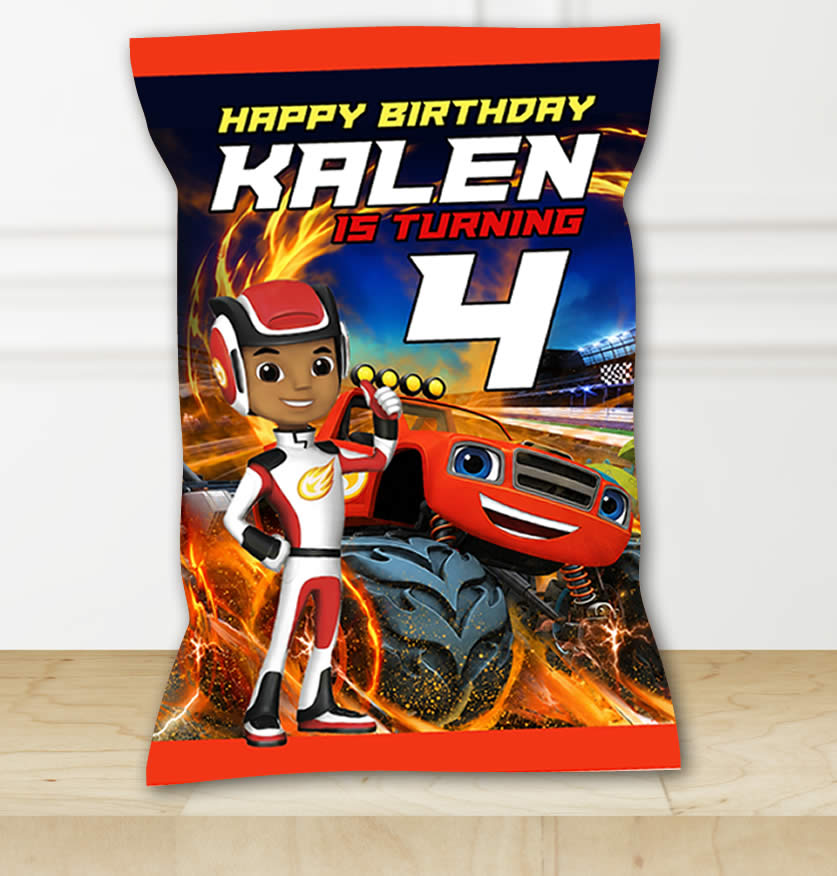 Blaze and the Monster Machines Chip Bag Template | Editable Monster Truck Party Favor Printable