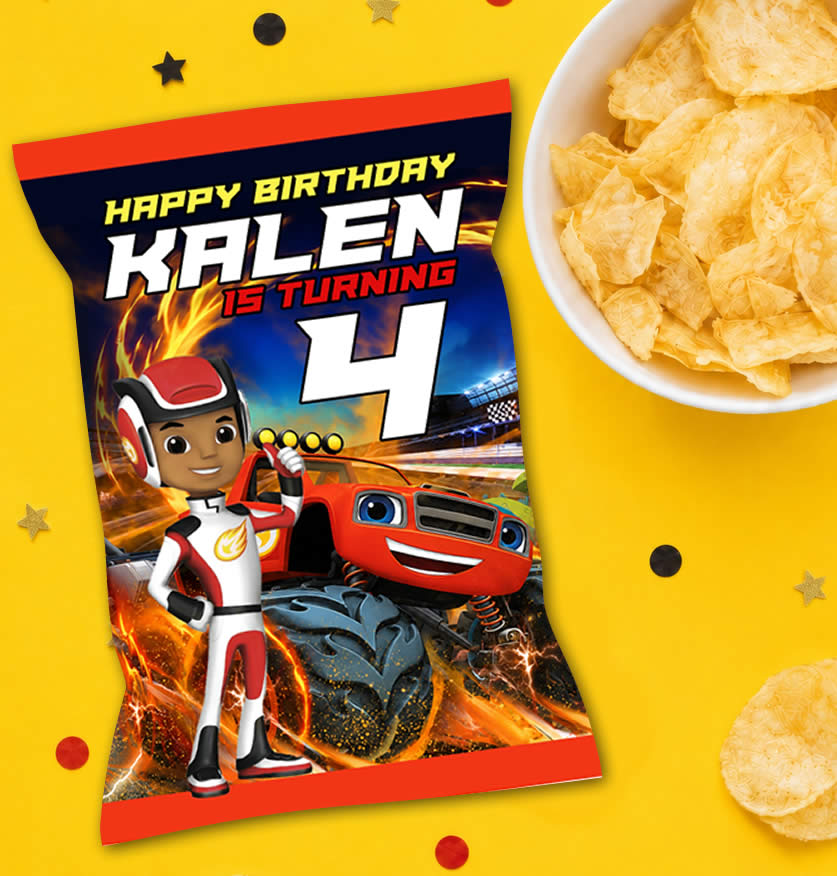 Blaze and the Monster Machines Chip Bag Template | Editable Monster Truck Party Favor Printable